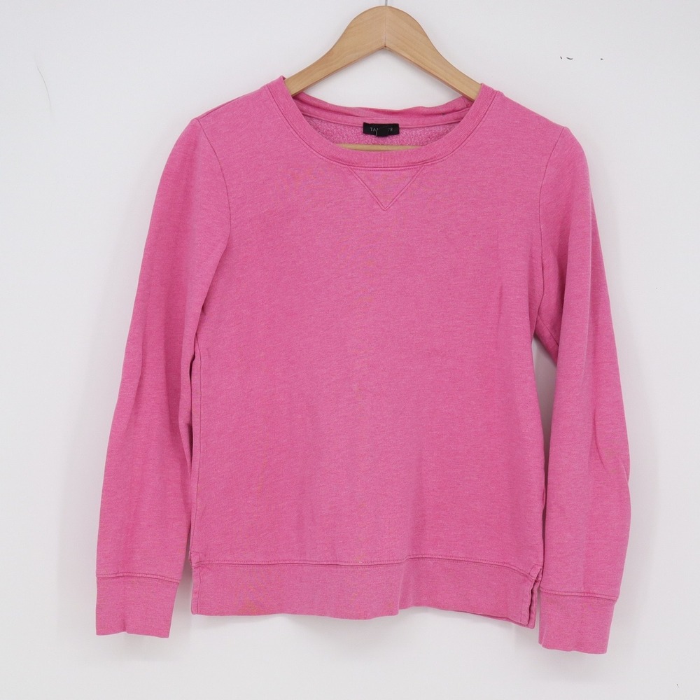 Talbots Sweatshirt Womens XS Crewneck Pink V-Stitch Cotton Blend Excellent